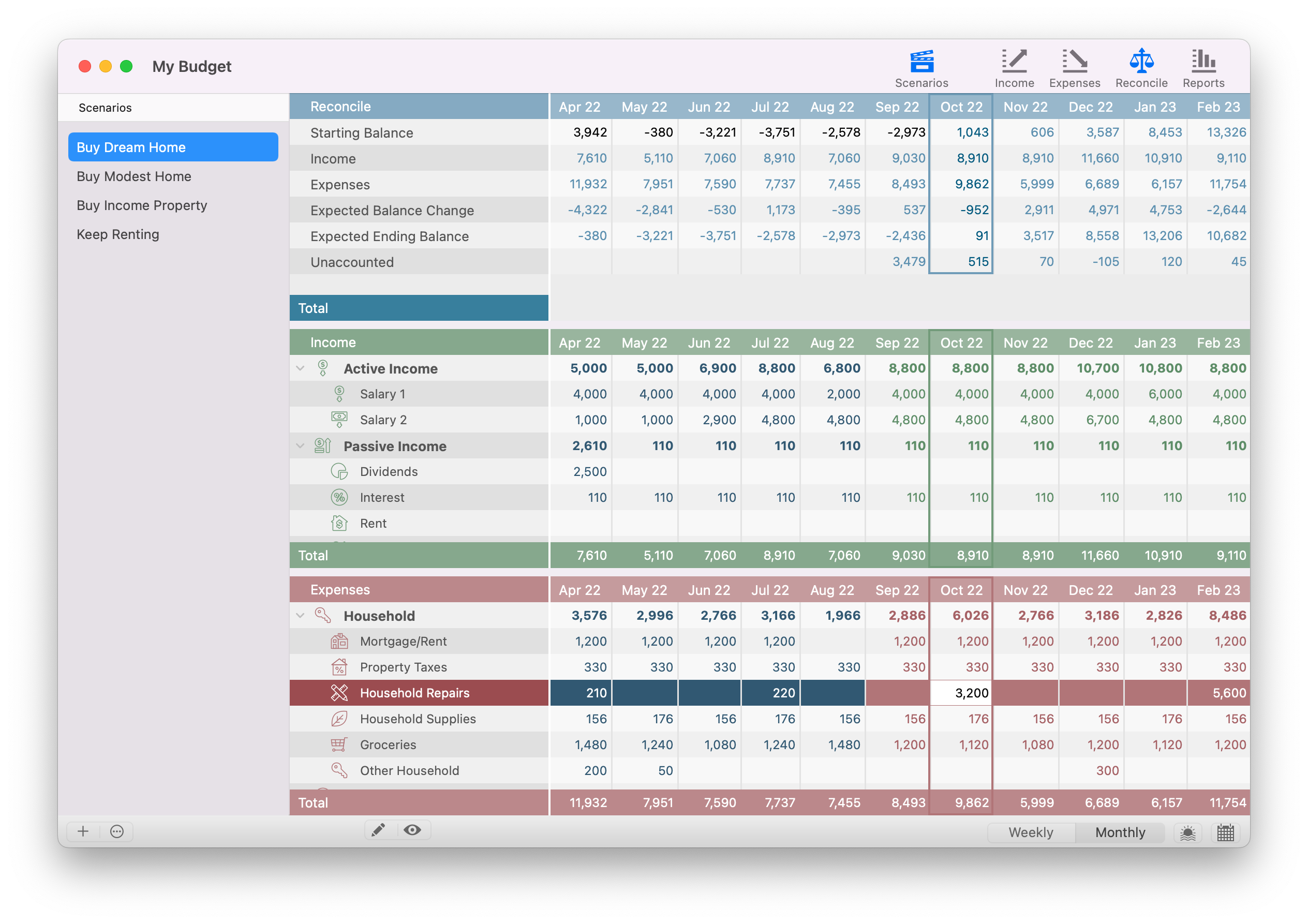 Cashculator Scenarios Cashculator Reconcile Screen