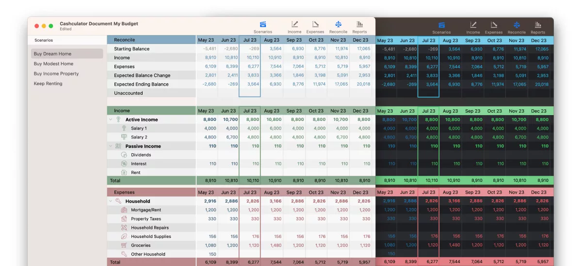 Cashculator default color theme