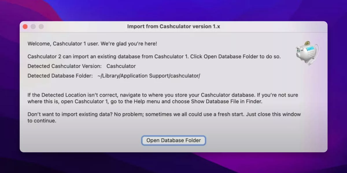 Import data from Cashculator 1