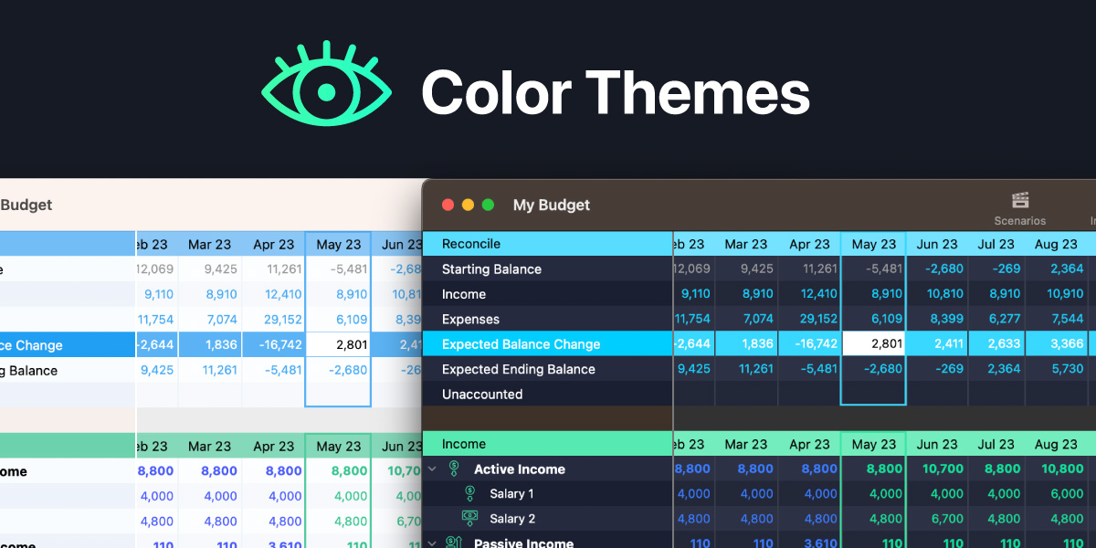 Choose from a selection of new color themes in Cashculator or create one of your own.