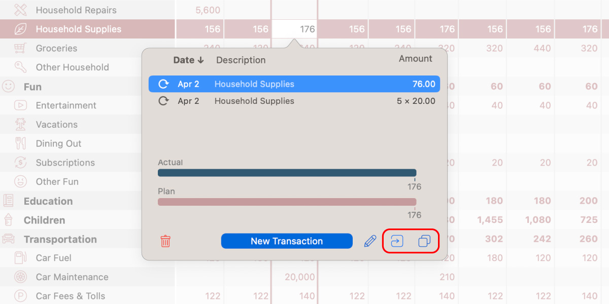 Move and copy transactions in Cashculator 2.2