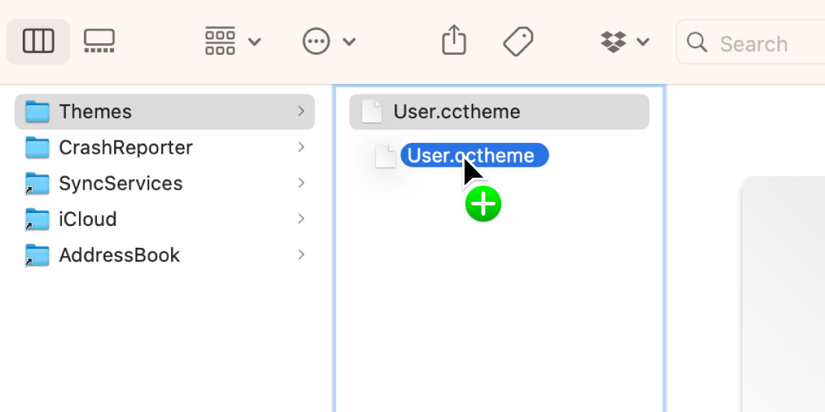 Duplicate the theme file by holding the Option key while dragging the file.