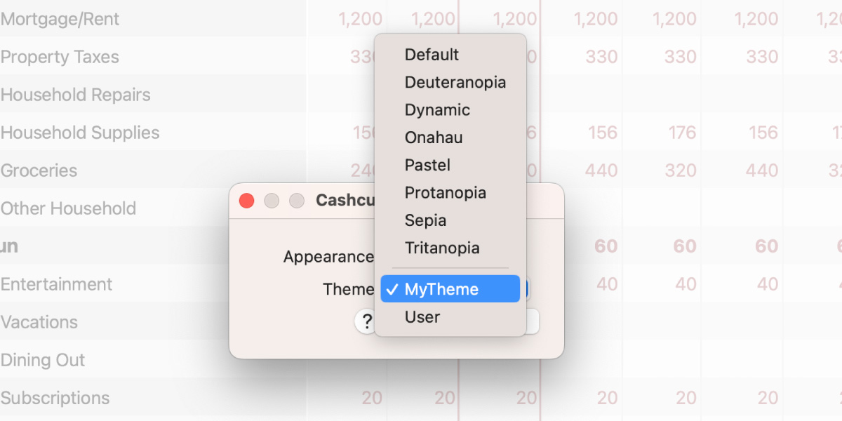 Load your customizable theme in Cashculator Settings